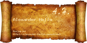 Alexander Hella névjegykártya